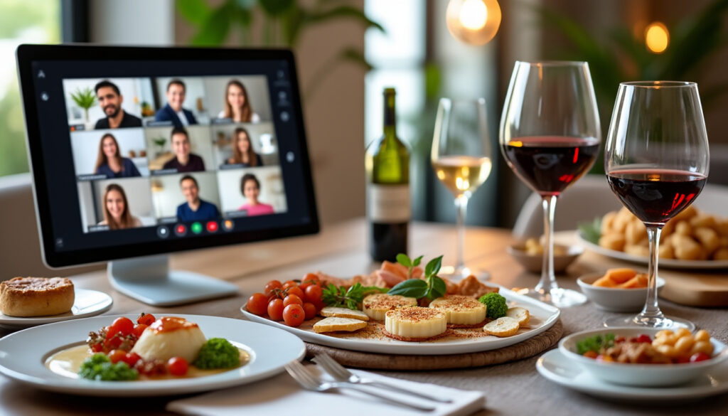découvrez une nouvelle façon de savourer la gastronomie avec l’événementiel culinaire en ligne : participez à des dégustations à distance pour partager des expériences gourmandes, où que vous soyez.