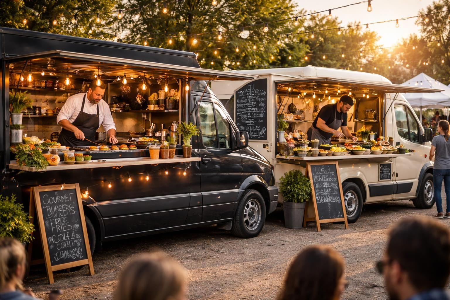 découvrez un chef cuisinier en déplacement avec un food truck moderne équipé sur mercedes sprinter ou citroën jumper, alliant mobilité et gastronomie de qualité.